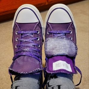 Sparkly Purple Double Tounged Converse